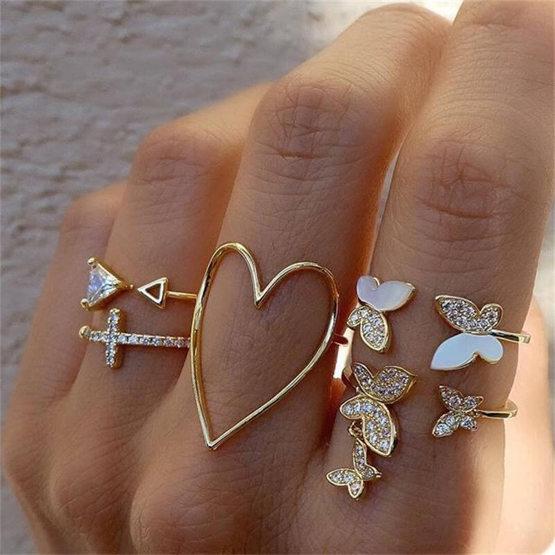 Heart and Wings Ring Set