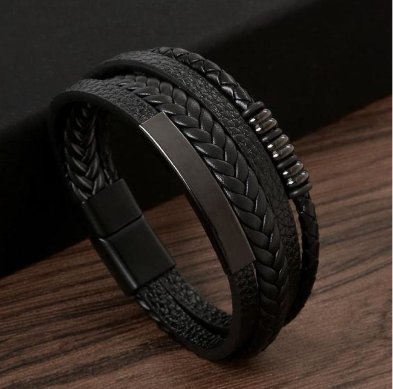 Mens Leather Bracelet with Clasp