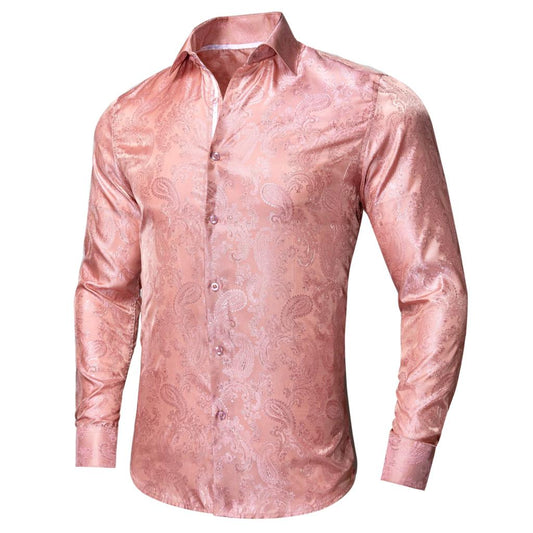 Men's Woven Silk Dress Shirt Button Down