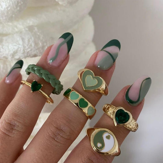 Funky Green Ring Set